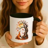 Fox And Owl Autumn Fall Coffee Mug thumb 3