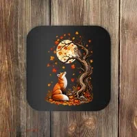 Fox And Owl Autumn Fall Coaster thumb 0