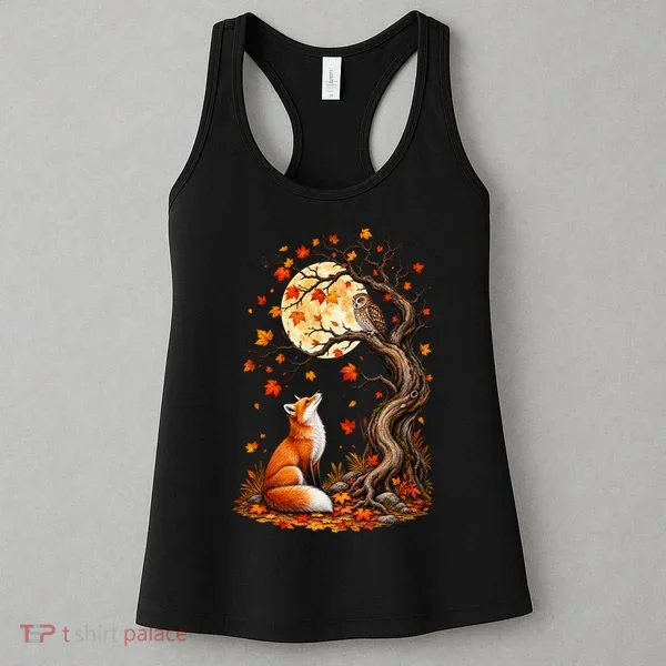 Fox And Owl Autumn Fall Women's Tank Top