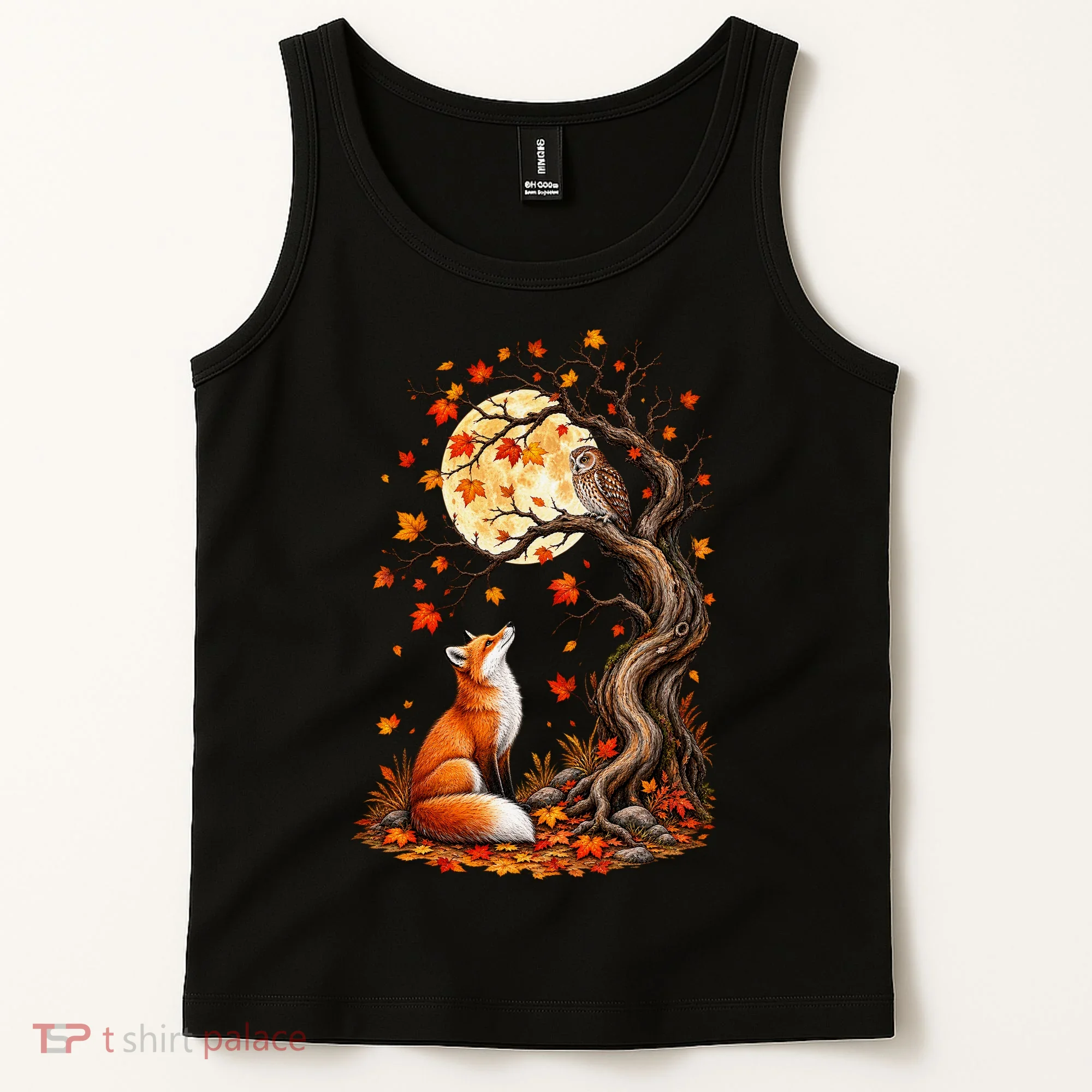 Fox And Owl Autumn Fall Tank Top