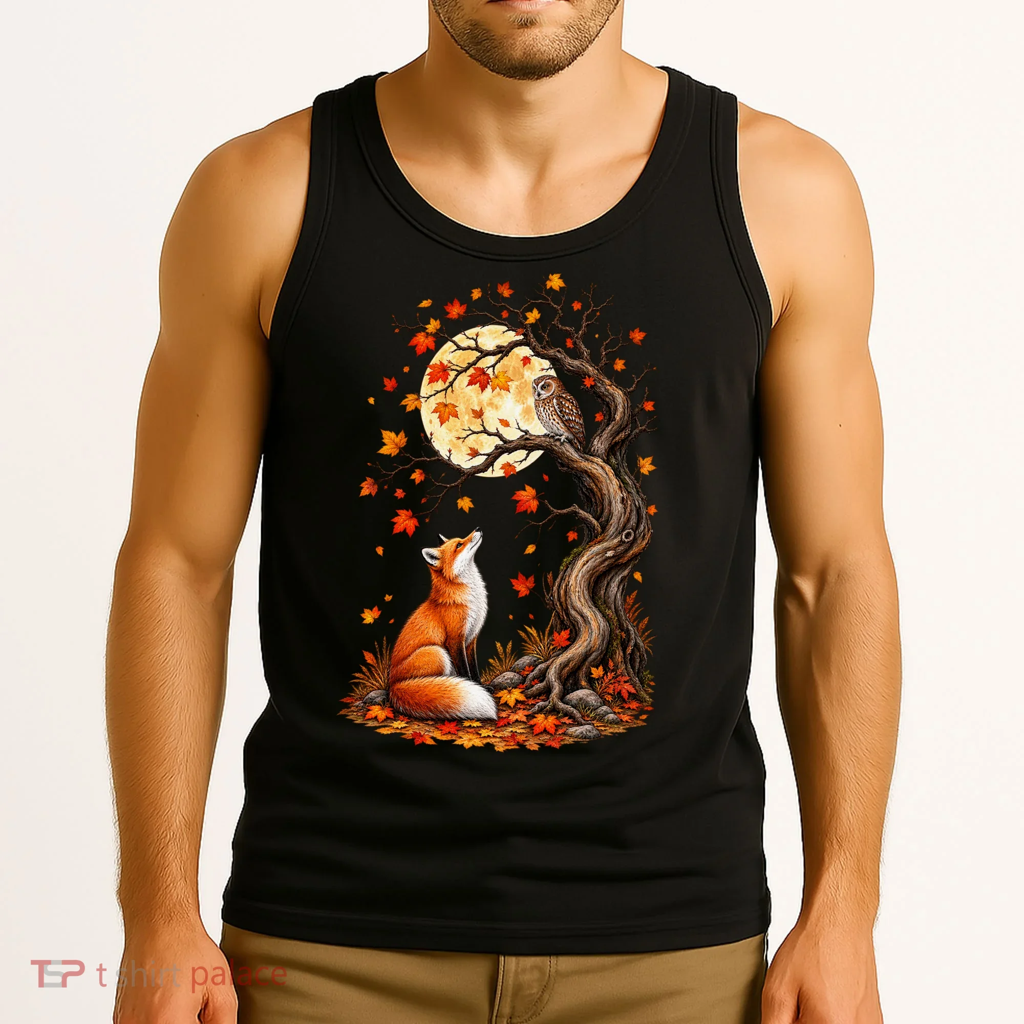 Fox And Owl Autumn Fall Tank Top