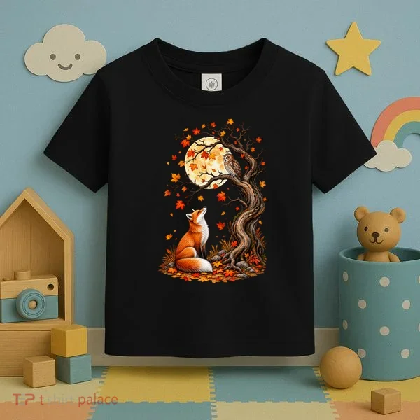 Fox And Owl Autumn Fall Toddler T-Shirt
