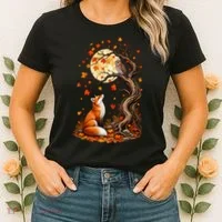 Fox And Owl Autumn Fall Women's T-Shirt thumb 2