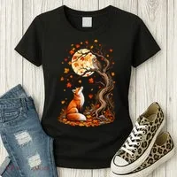 Fox And Owl Autumn Fall Women's T-Shirt thumb 3