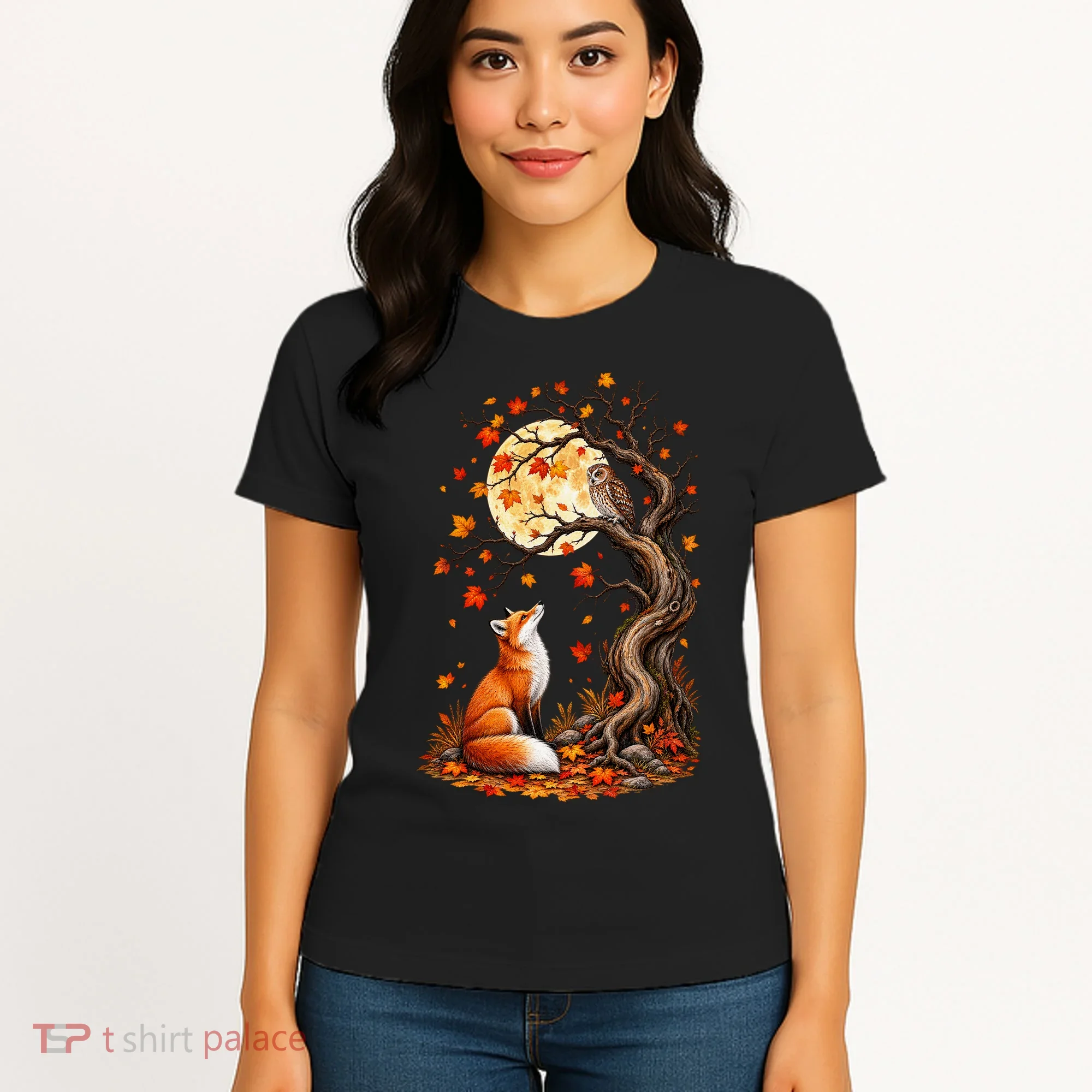 Fox And Owl Autumn Fall Women's T-Shirt