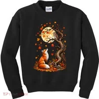 Fox And Owl Autumn Fall Kids Sweatshirt thumb 0