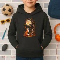 Fox And Owl Autumn Fall Kids Hoodie thumb 2