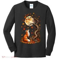 Fox And Owl Autumn Fall Kids Long Sleeve Shirt thumb 0