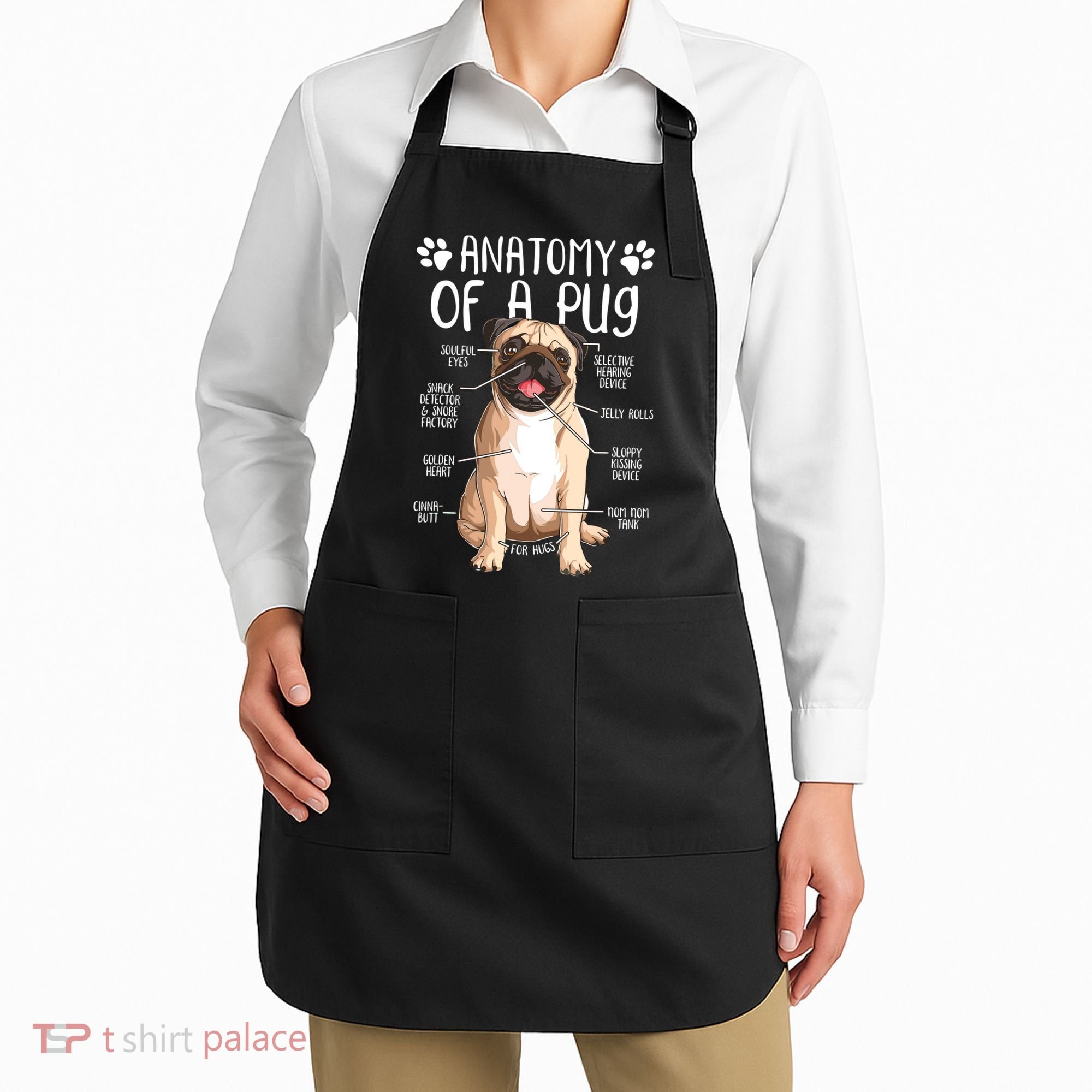 Funny Anatomy Pug Dog Pug Lover Apron