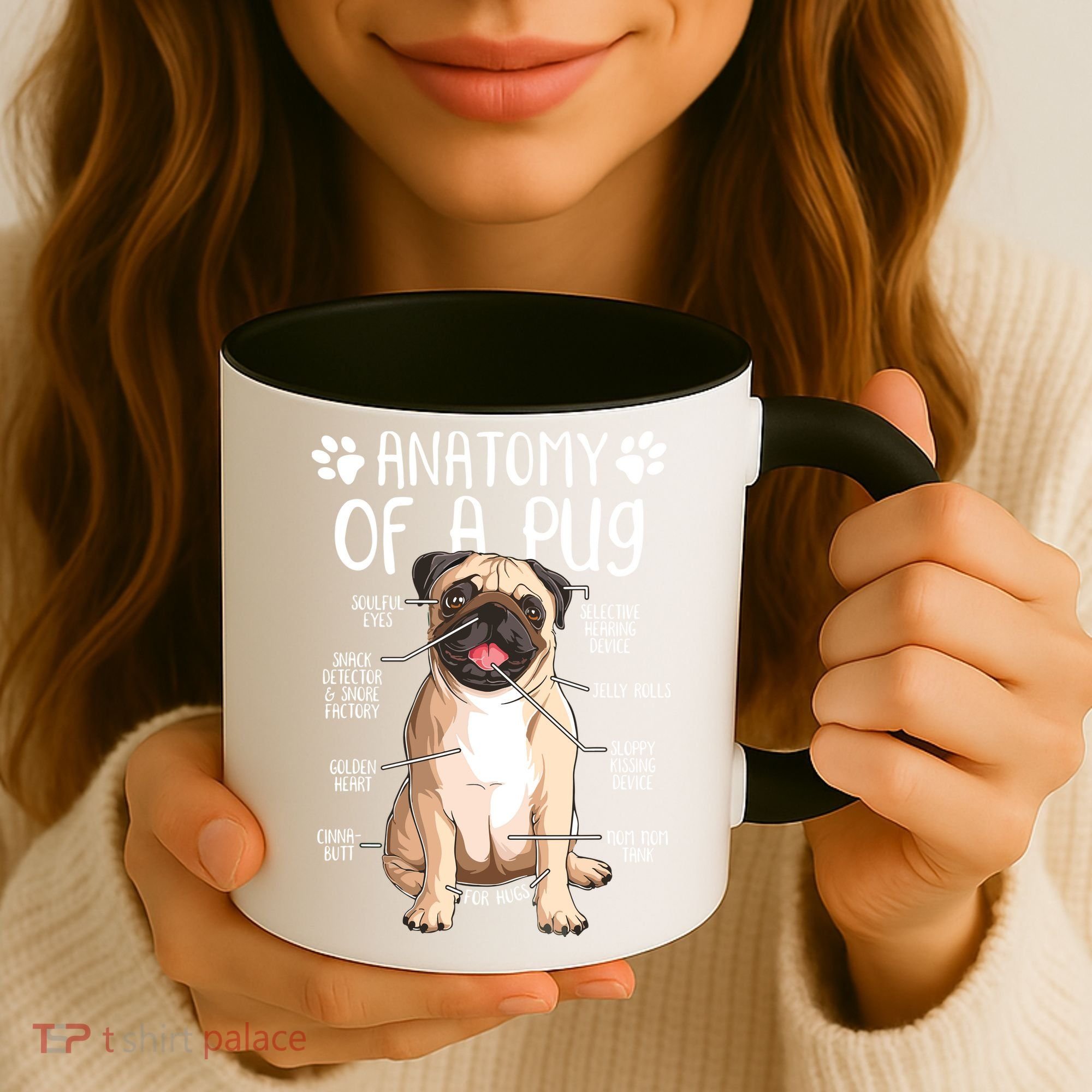 Funny Anatomy Pug Dog Pug Lover Coffee Mug