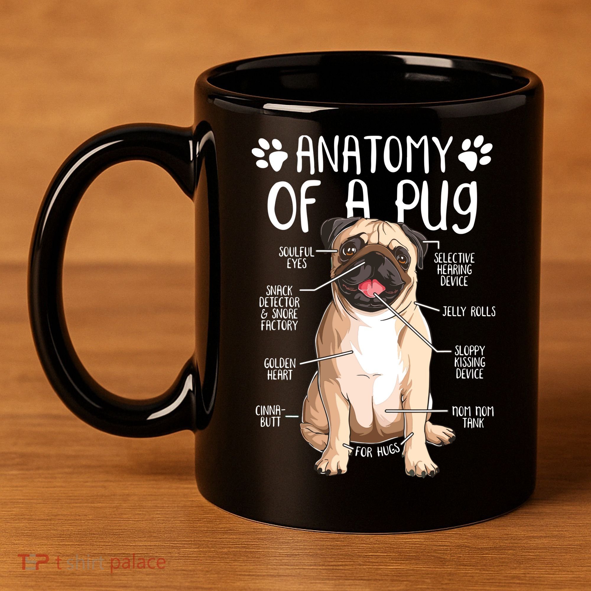 Funny Anatomy Pug Dog Pug Lover 11oz C Handle Ceramic Mug