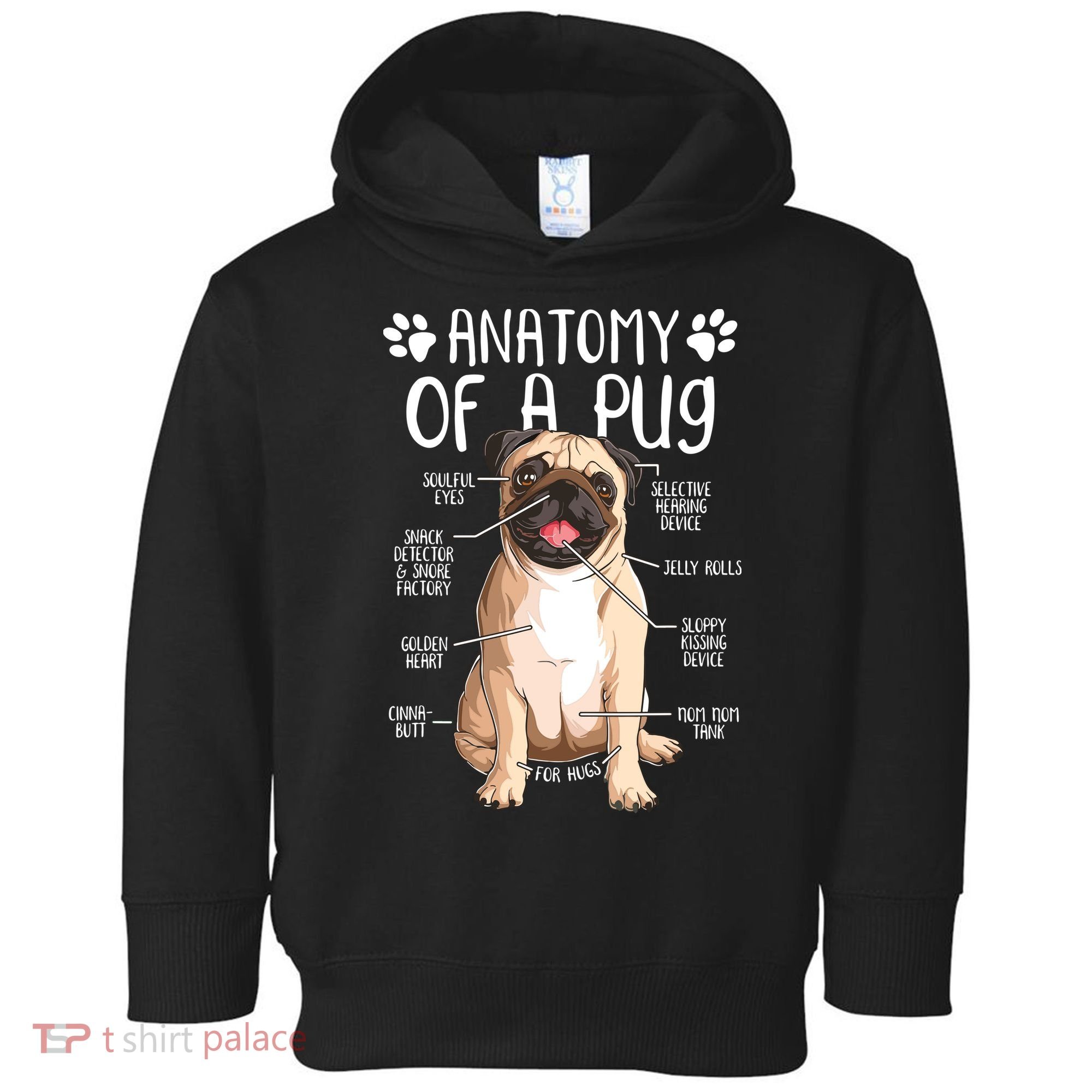 Funny Anatomy Pug Dog Pug Lover Toddler Hoodie