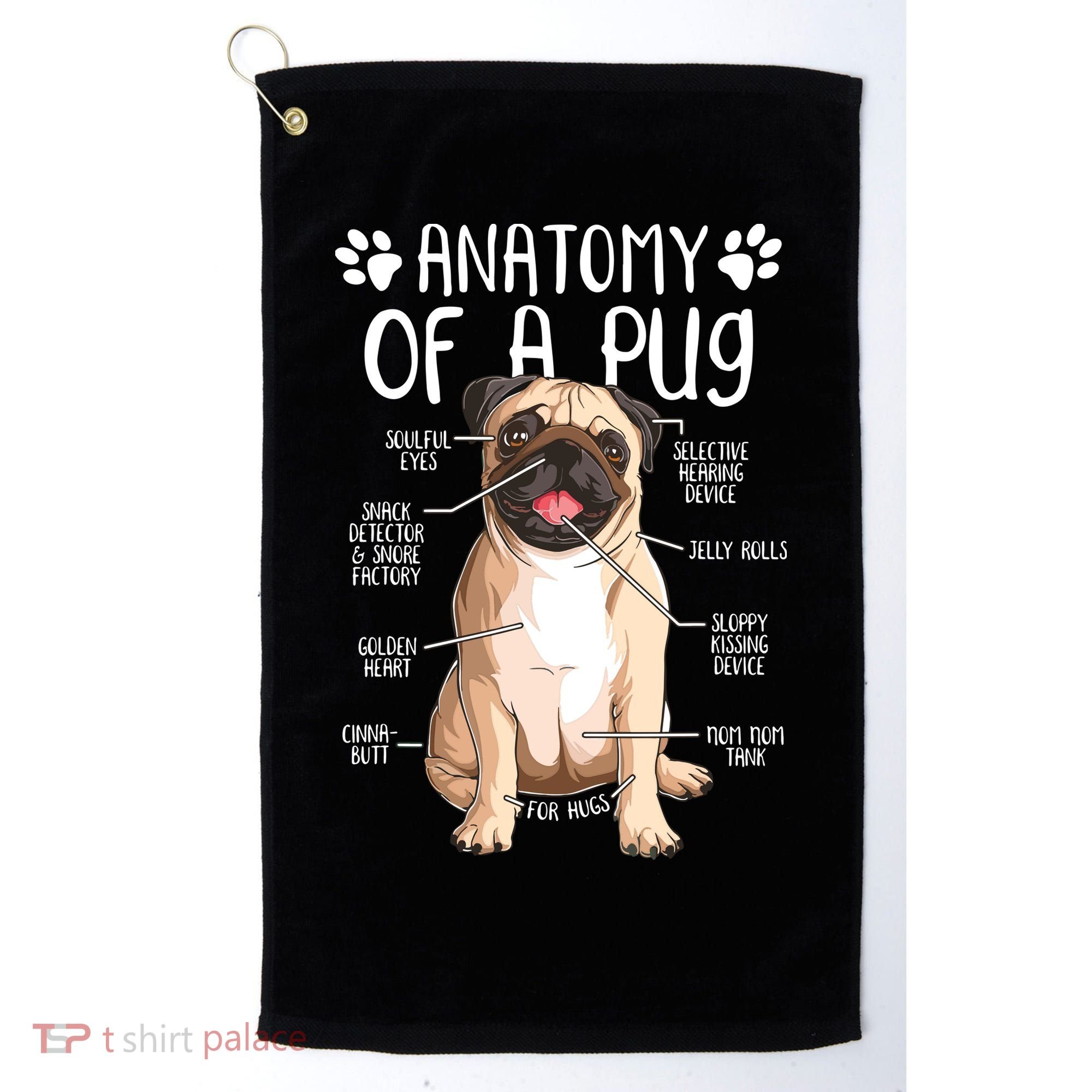 Funny Anatomy Pug Dog Pug Lover Golf Towel