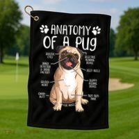Funny Anatomy Pug Dog Pug Lover Golf Towel thumb 1