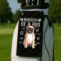 Funny Anatomy Pug Dog Pug Lover Golf Towel thumb 2