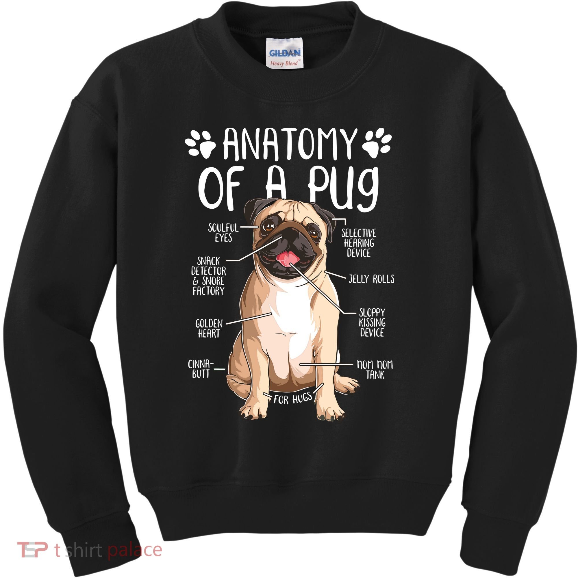 Funny Anatomy Pug Dog Pug Lover Kids Sweatshirt