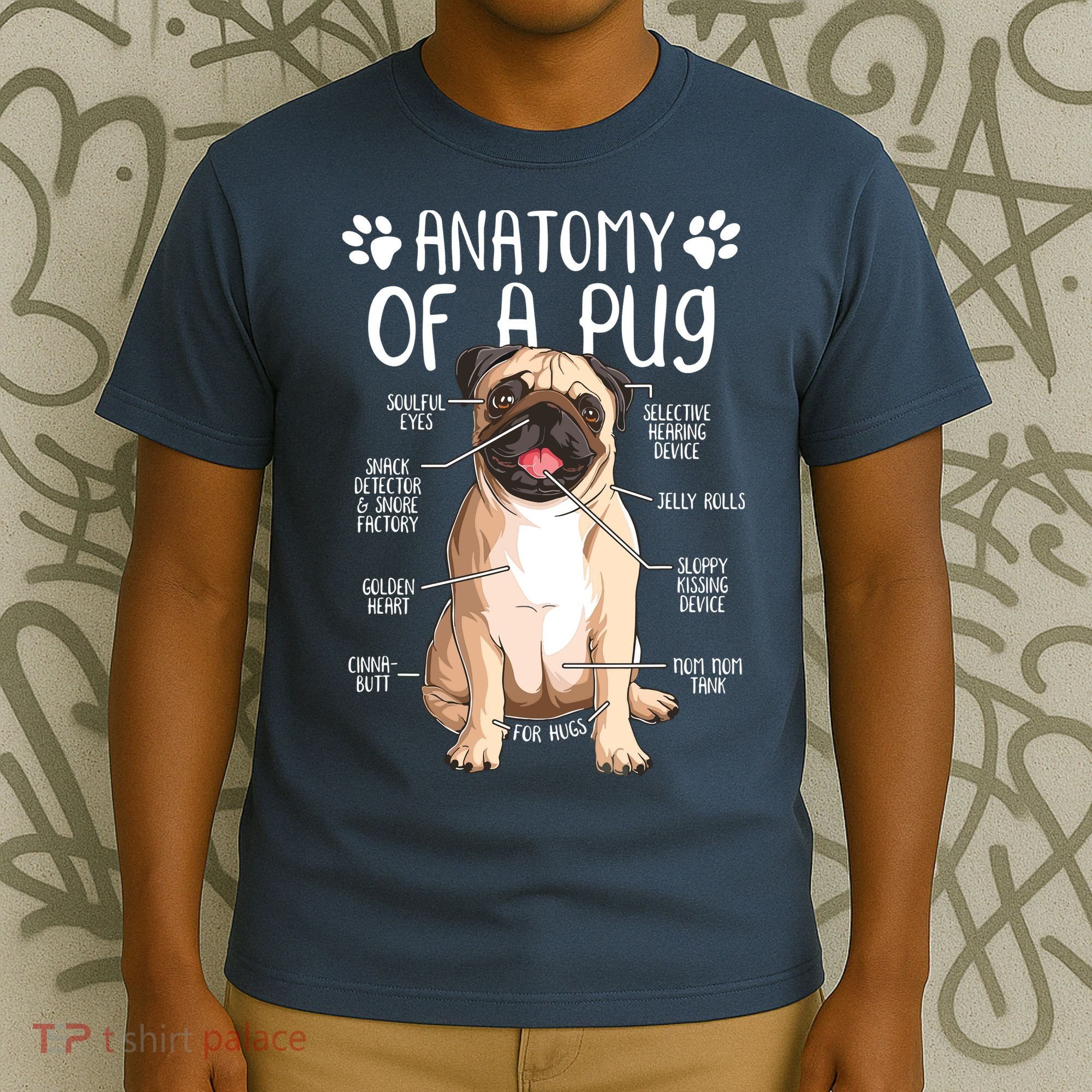 Funny Anatomy Pug Dog Pug Lover T-Shirt