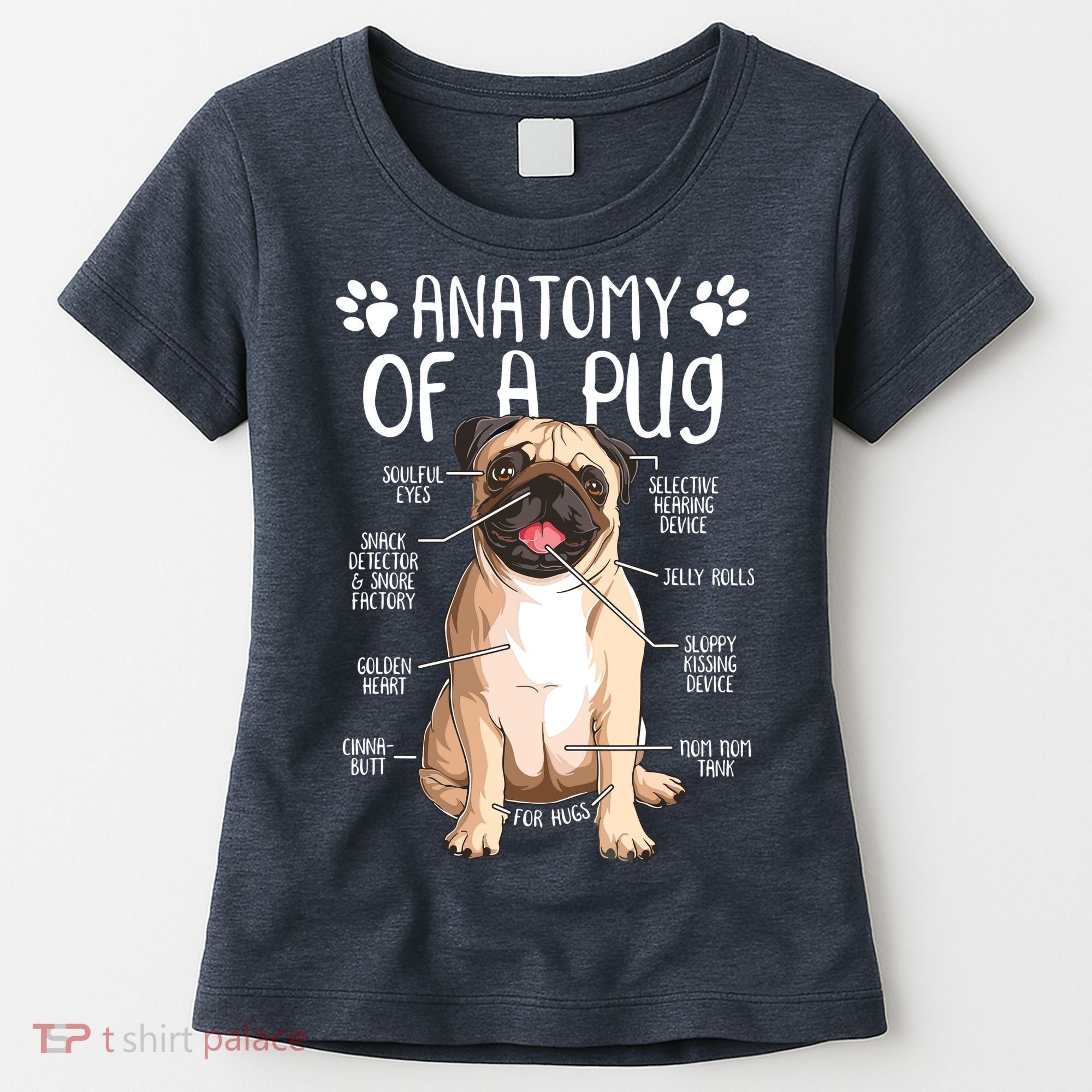 Funny Anatomy Pug Dog Pug Lover Women's T-Shirt