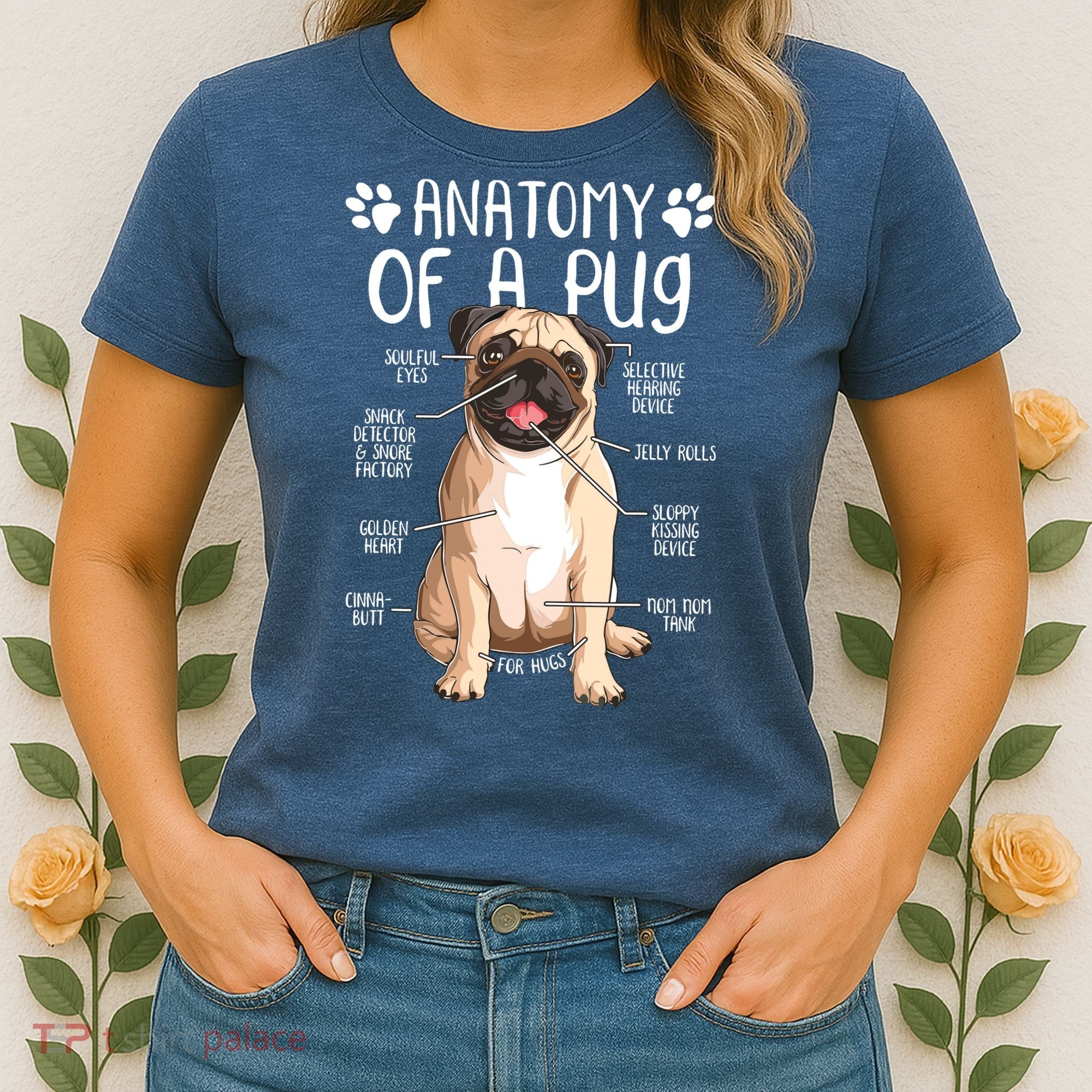 Funny Anatomy Pug Dog Pug Lover Women's T-Shirt