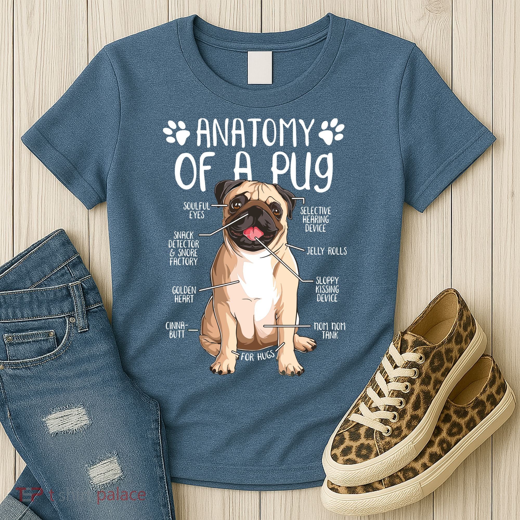 Funny Anatomy Pug Dog Pug Lover Women's T-Shirt