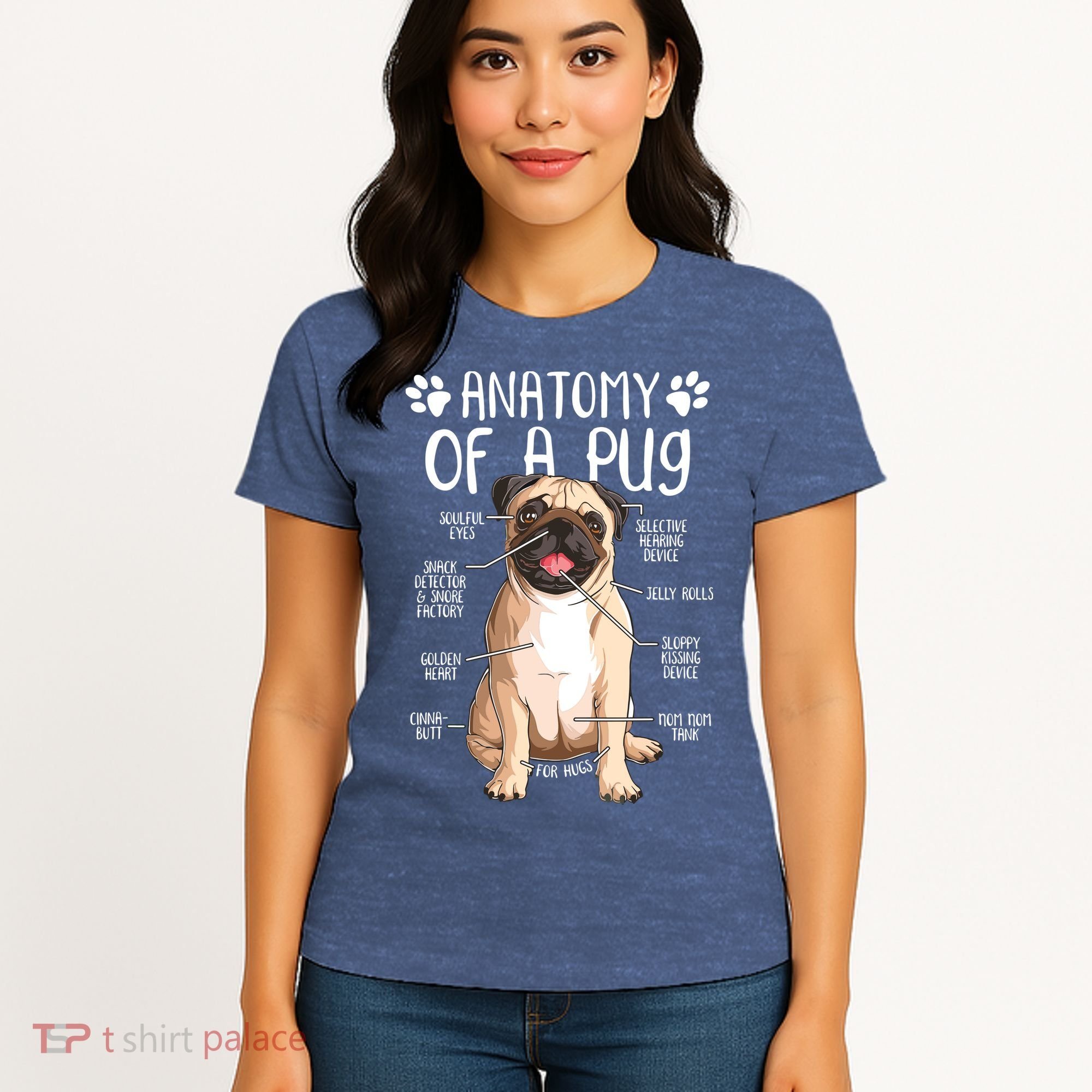 Funny Anatomy Pug Dog Pug Lover Women's T-Shirt
