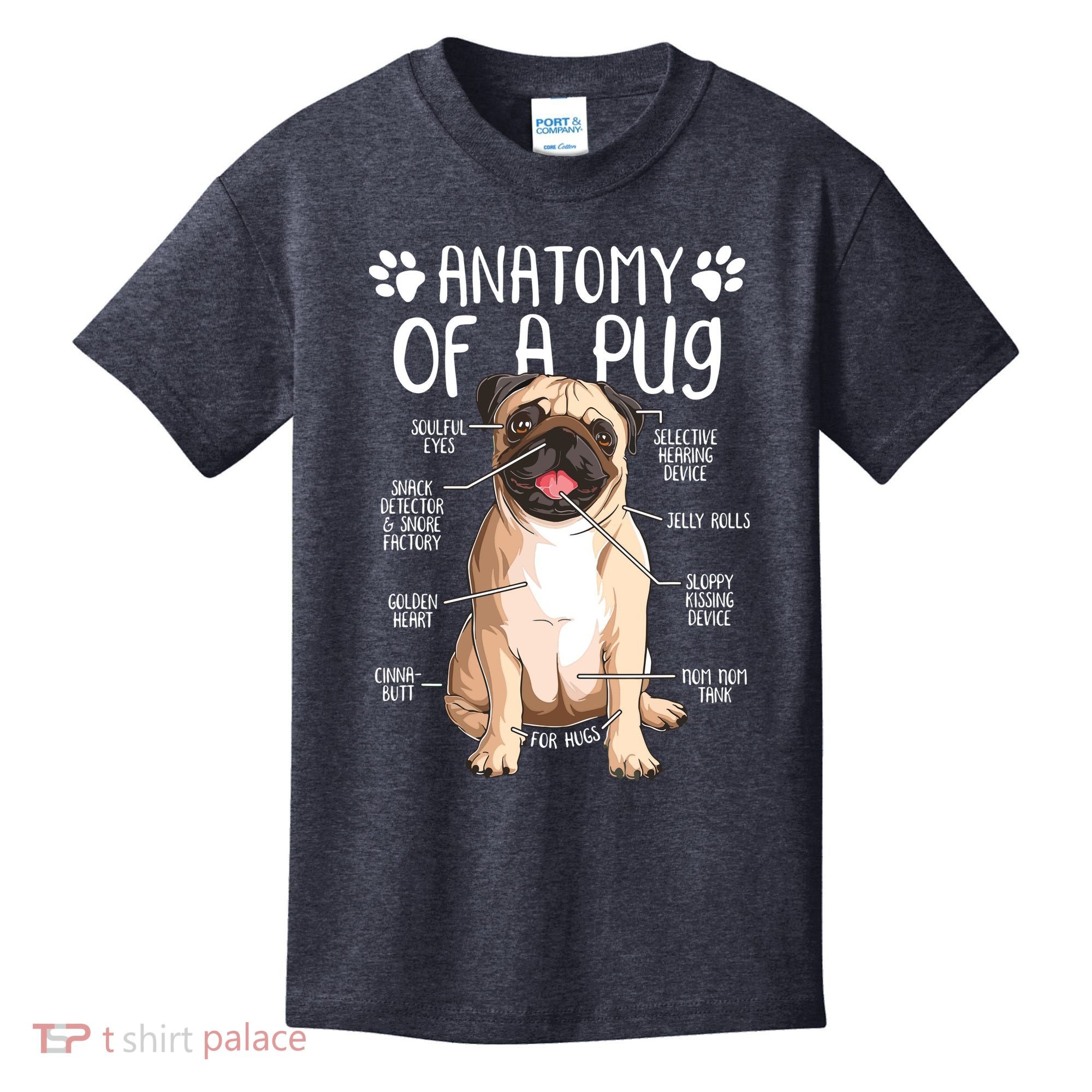 Funny Anatomy Pug Dog Pug Lover Kids T-Shirt