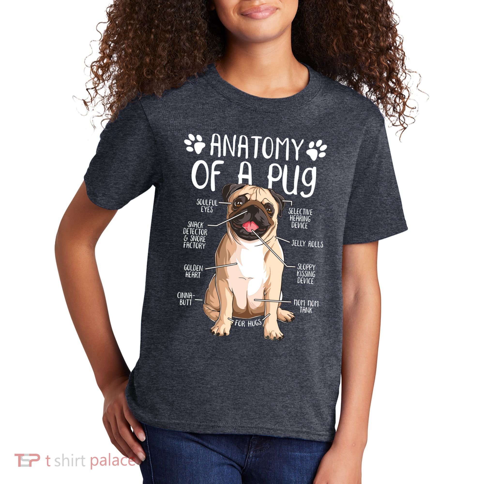 Funny Anatomy Pug Dog Pug Lover Kids T-Shirt