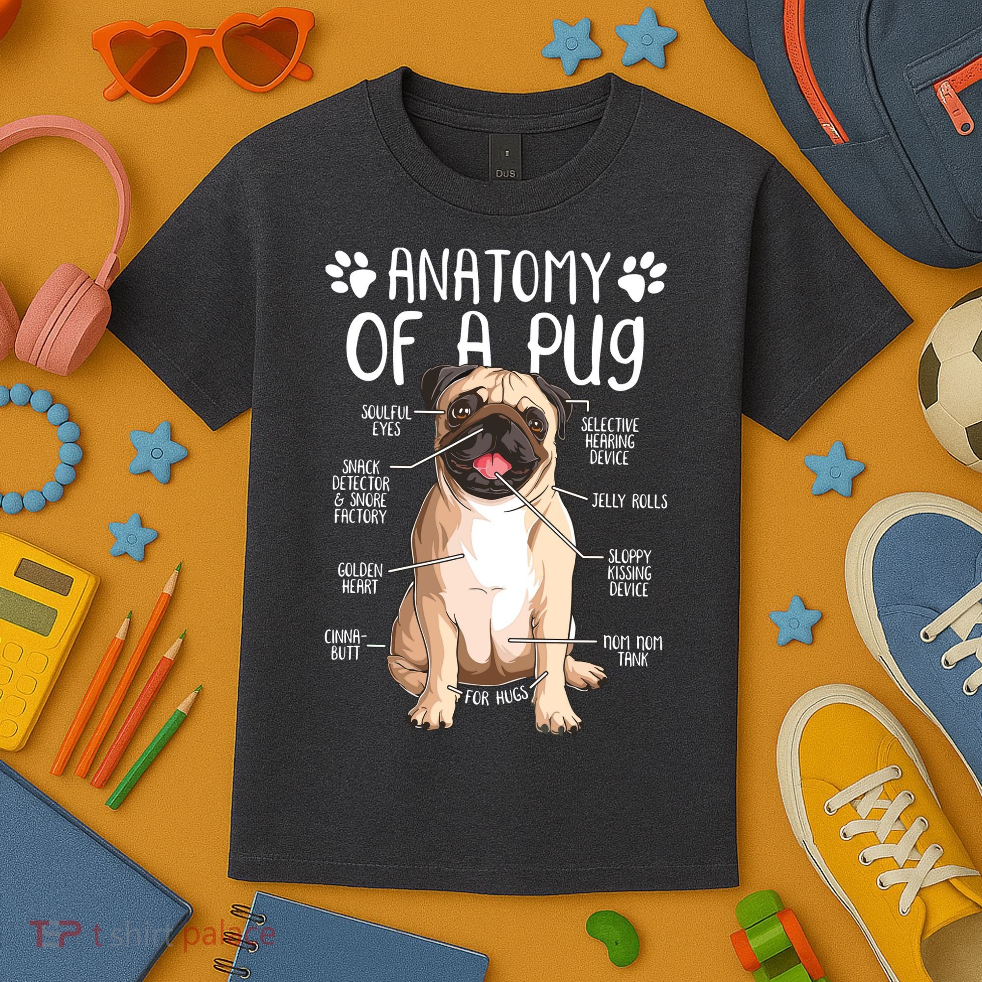 Funny Anatomy Pug Dog Pug Lover Kids T-Shirt