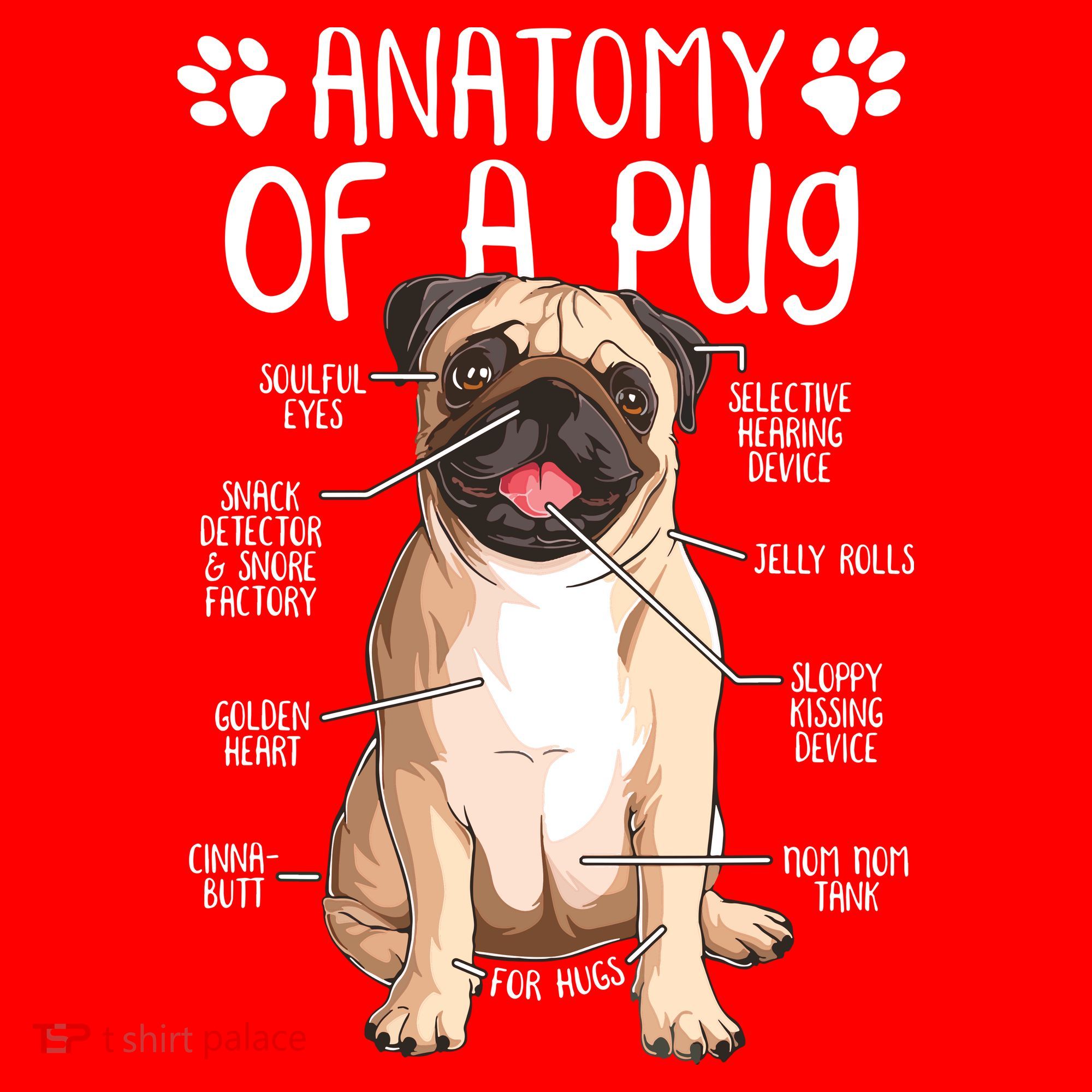 Funny Anatomy Pug Dog Pug Lover Santa Hat