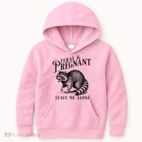 Feral And Pregnant Racoon Kids Hoodie thumb 0