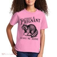 Feral And Pregnant Racoon Kids T-Shirt thumb 2