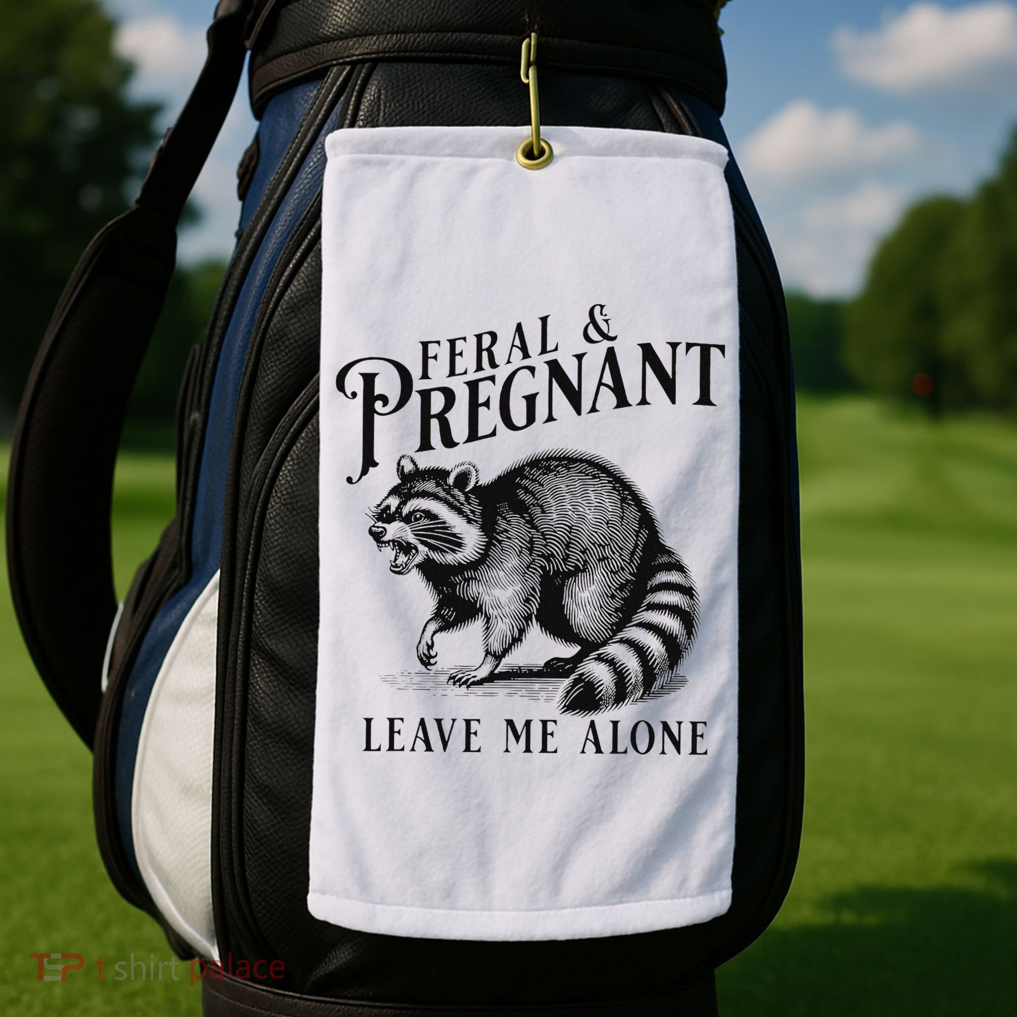 Feral And Pregnant Racoon Golf Towel