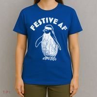 Festive Af Penguin Gift Funny Christmas Retro Vintage Xmas Funny Gift T-Shirt thumb 4