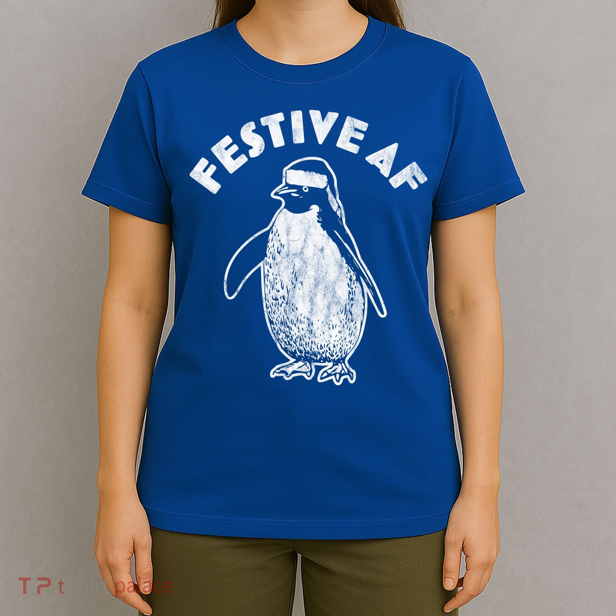 Festive Af Penguin Gift Funny Christmas Retro Vintage Xmas Funny Gift T-Shirt
