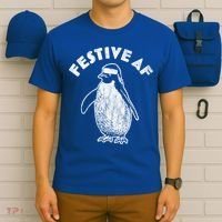 Festive Af Penguin Gift Funny Christmas Retro Vintage Xmas Funny Gift T-Shirt thumb 6
