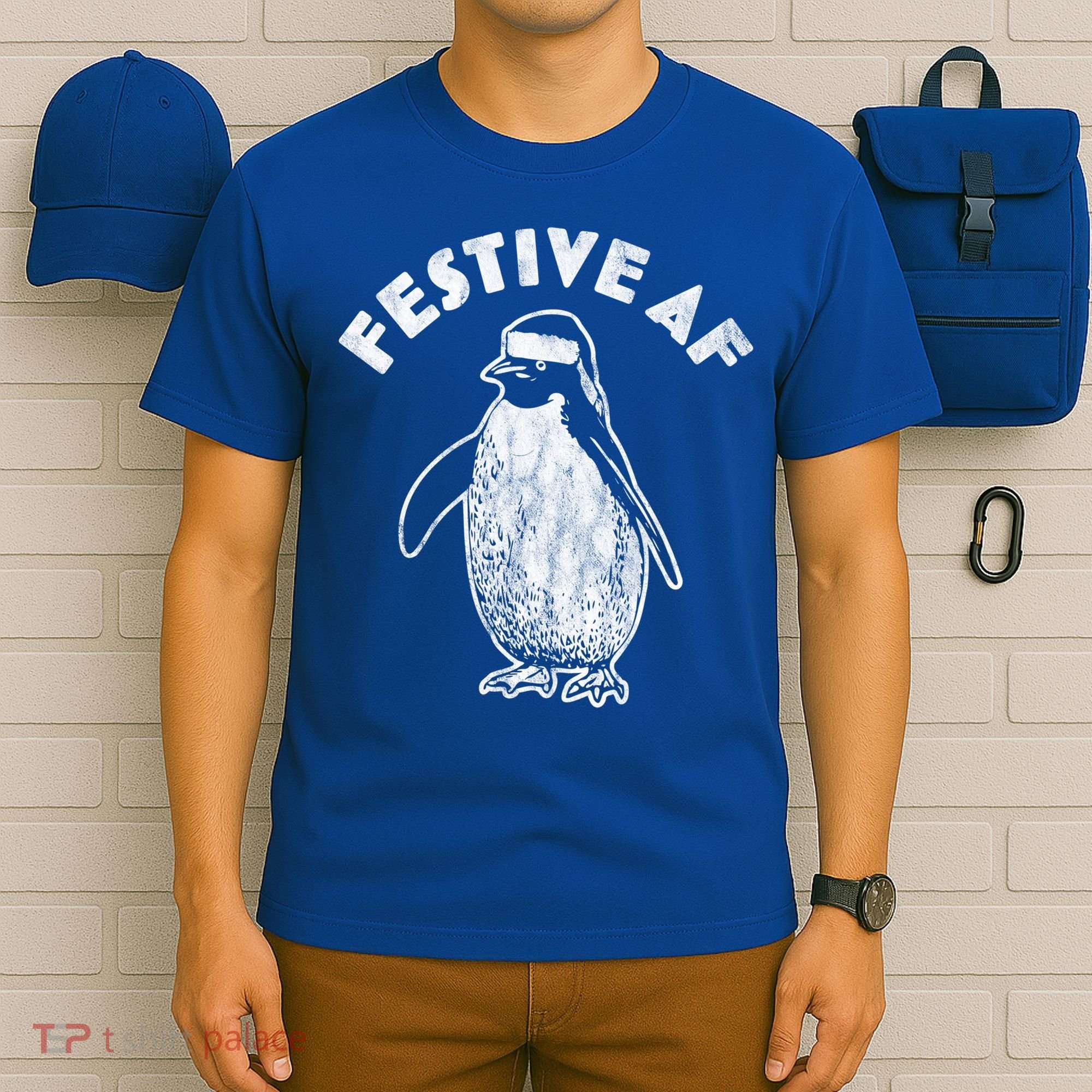 Festive Af Penguin Gift Funny Christmas Retro Vintage Xmas Funny Gift T-Shirt