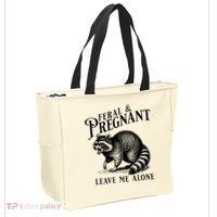 Feral And Pregnant Leave Me Alone Funny Pregnancy Humor Tote Bag thumb 2