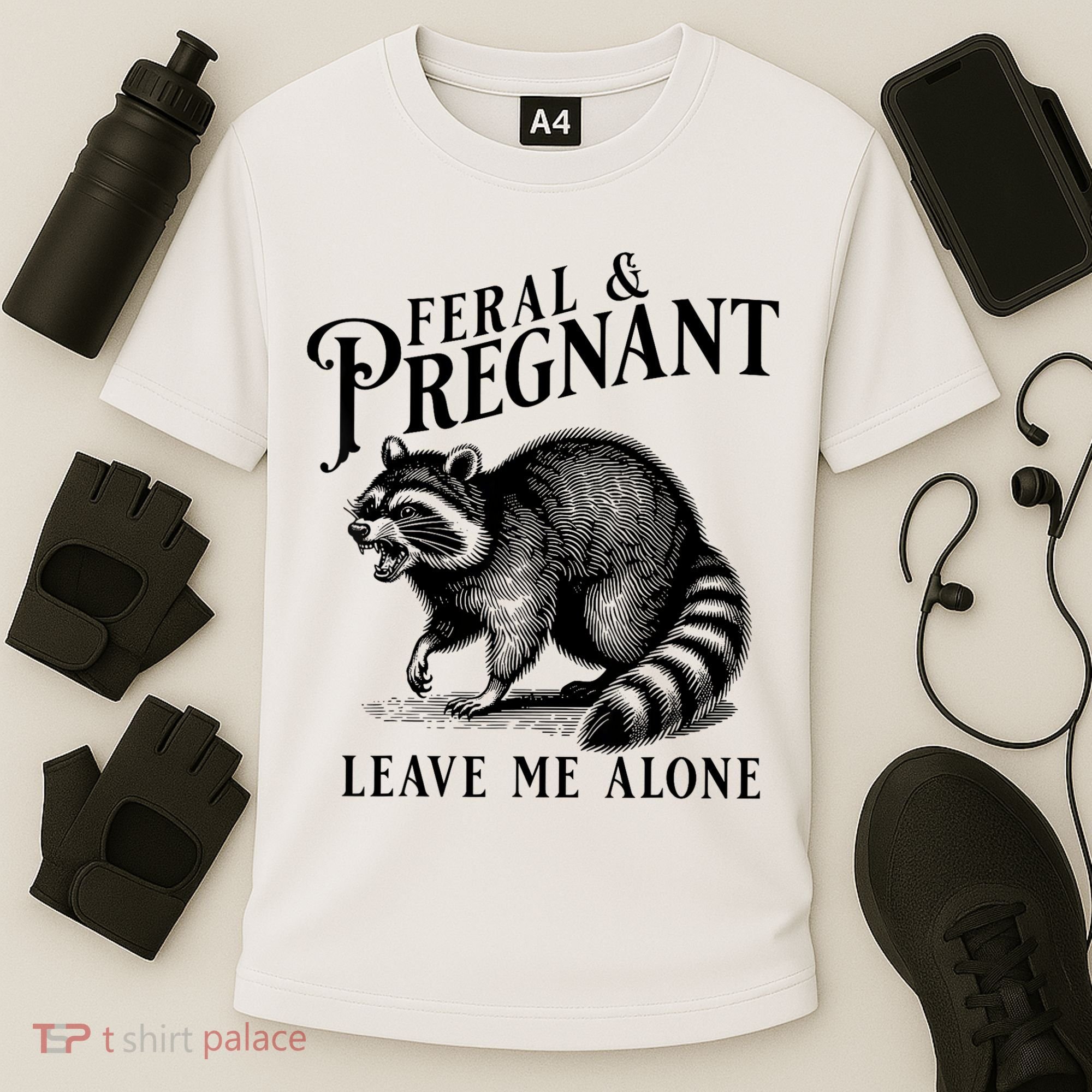Feral And Pregnant Leave Me Alone Funny Pregnancy Humor Cooling Performance Crew T-Shirt