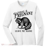 Feral And Pregnant Leave Me Alone Funny Pregnancy Humor Women's Long Sleeve Shirt thumb 0