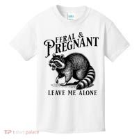 Feral And Pregnant Leave Me Alone Funny Pregnancy Humor Kids T-Shirt thumb 0