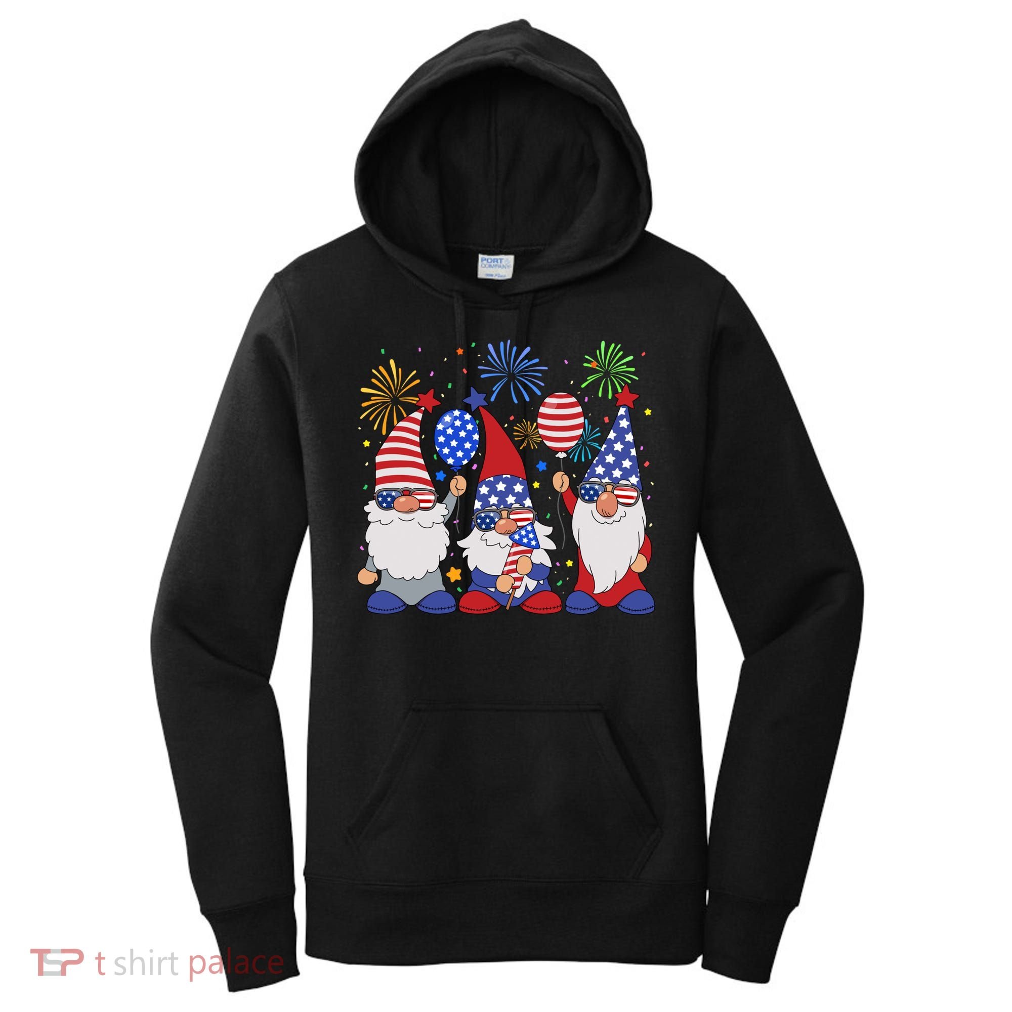 Funny American Patriotic Gnomes Sunglasses Usa 4Th Of July Meaningful Gift Women's Hoodie