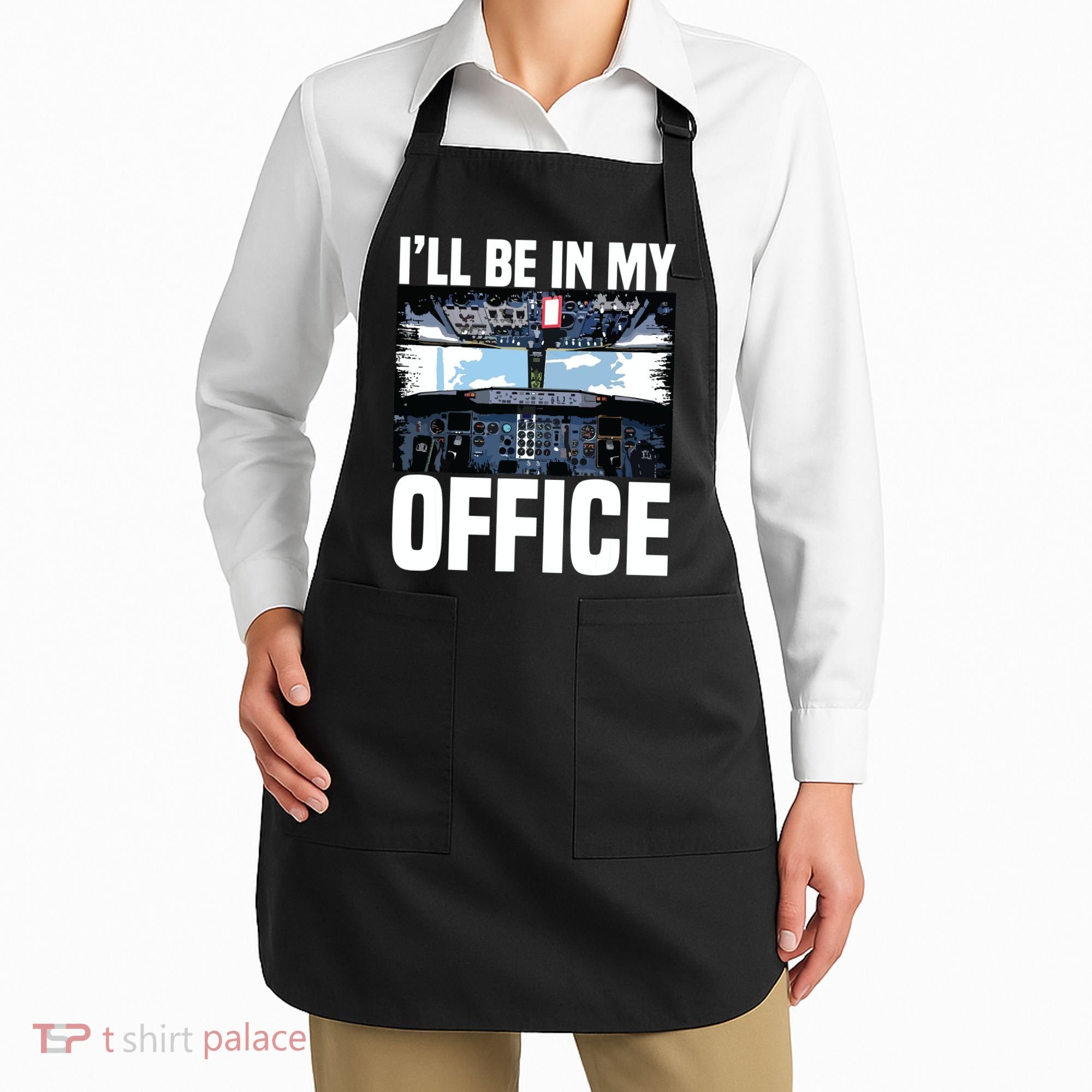 Funny Airplane Pilot Ill Be In My Office Airline Captain Apron