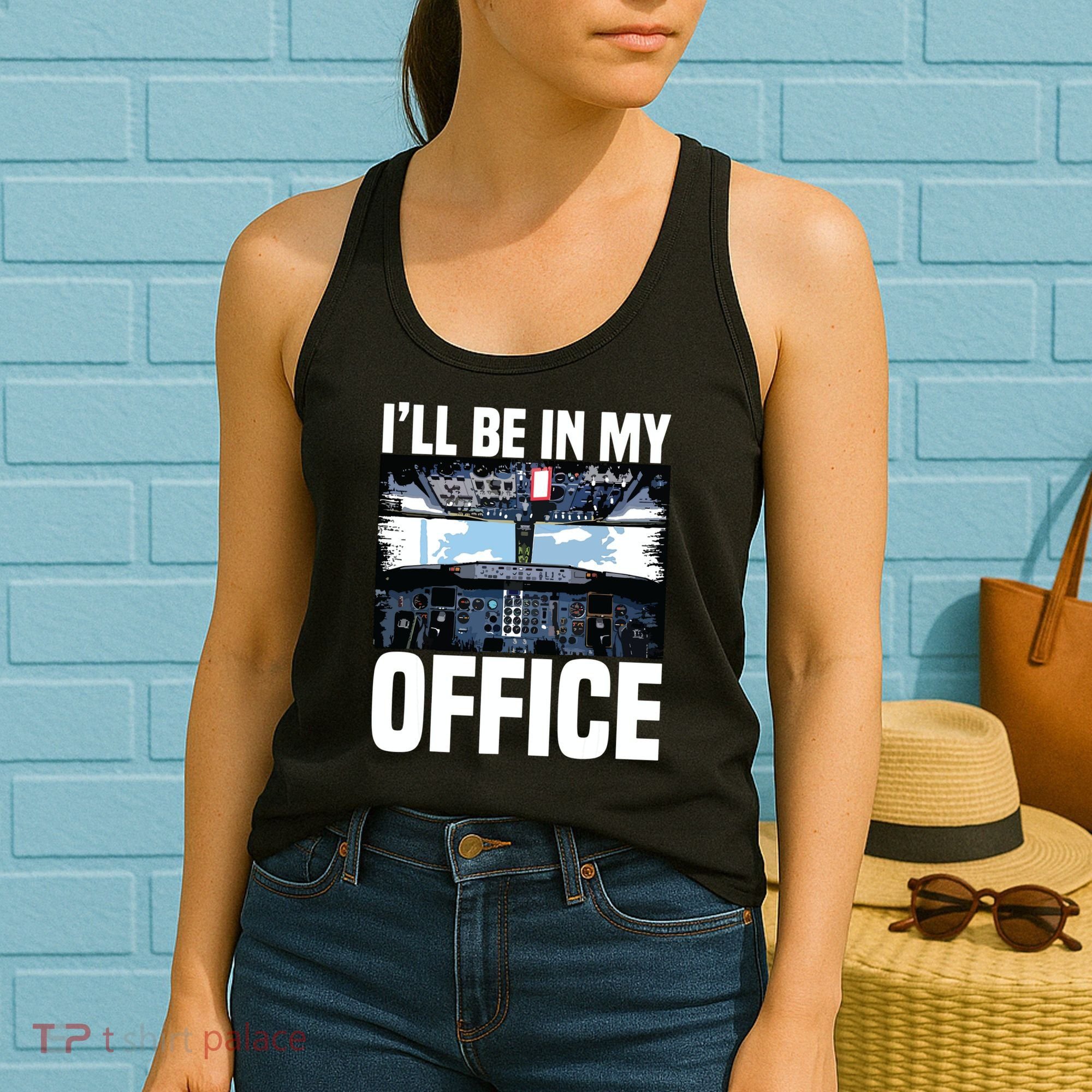 Funny Airplane Pilot Ill Be In My Office Airline Captain Women's Tank Top