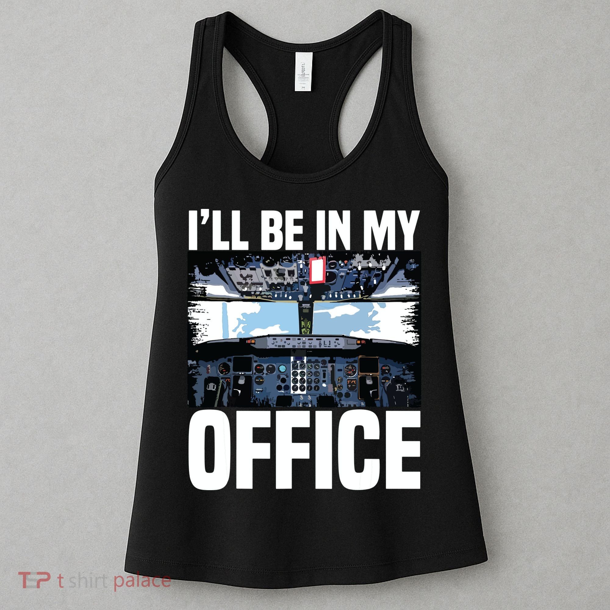 Funny Airplane Pilot Ill Be In My Office Airline Captain Women's Tank Top