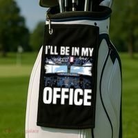 Funny Airplane Pilot Ill Be In My Office Airline Captain Golf Towel thumb 2