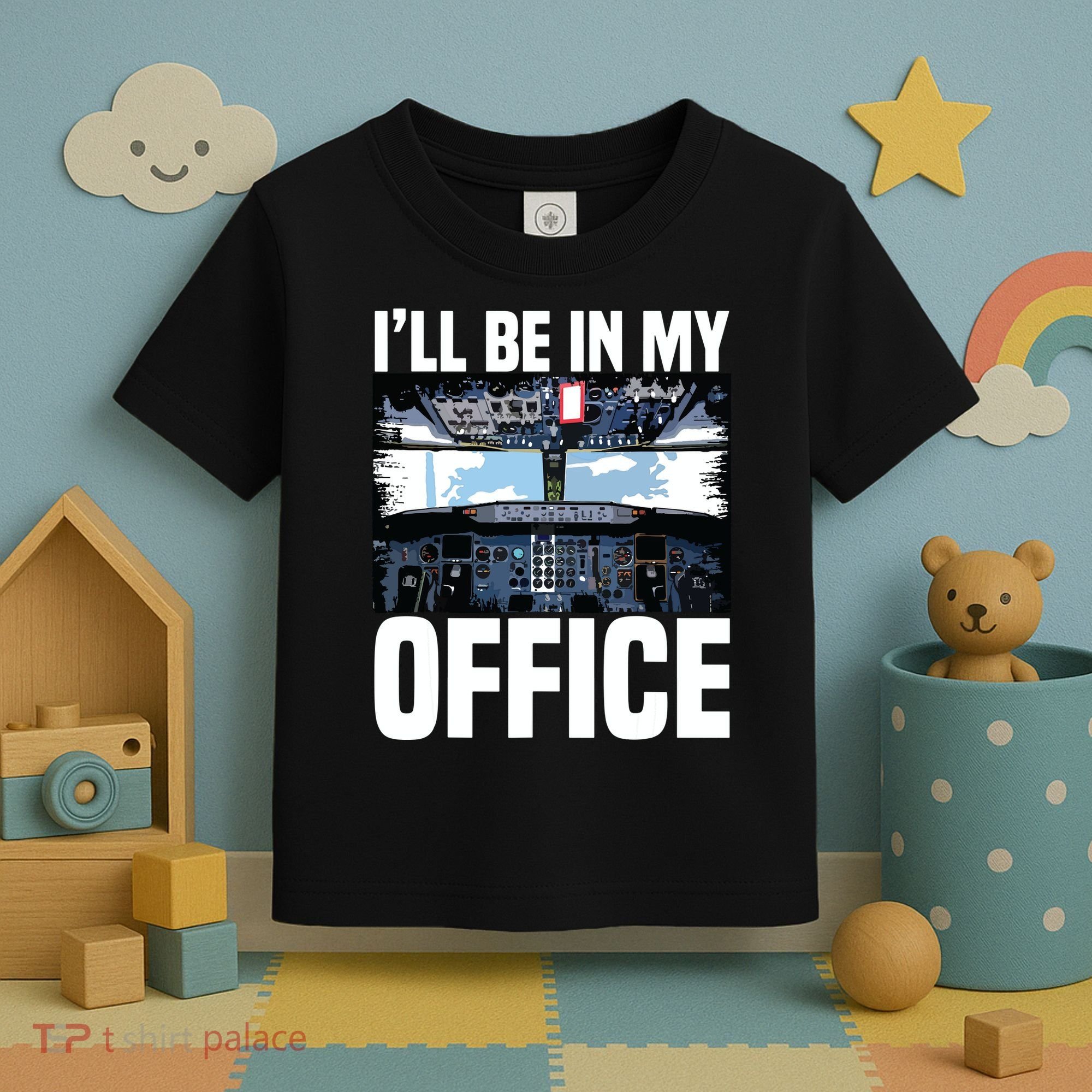 Funny Airplane Pilot Ill Be In My Office Airline Captain Toddler T-Shirt