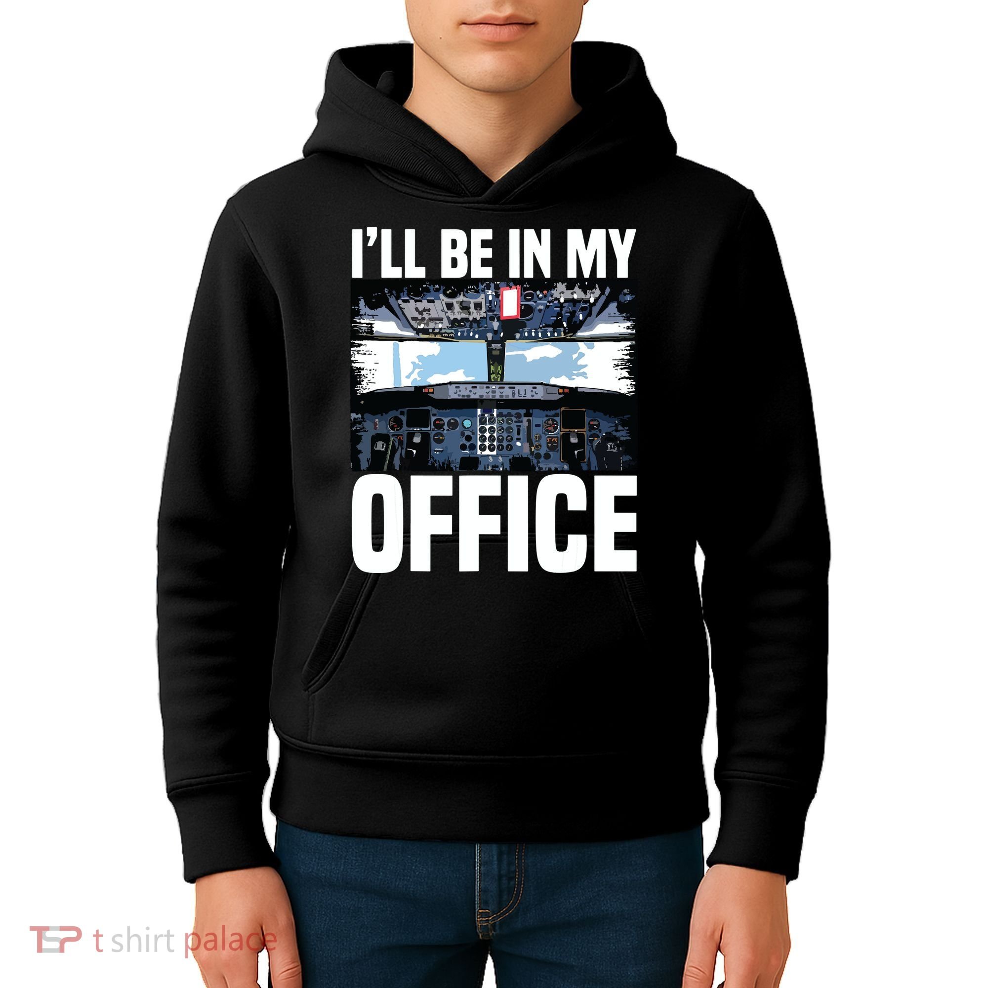 Funny Airplane Pilot Ill Be In My Office Airline Captain Kids Hoodie