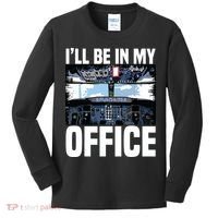 Funny Airplane Pilot Ill Be In My Office Airline Captain Kids Long Sleeve Shirt thumb 0
