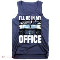 Funny Airplane Pilot Ill Be In My Office Airline Captain Tank Top thumb 0