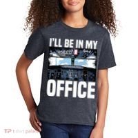Funny Airplane Pilot Ill Be In My Office Airline Captain Kids T-Shirt thumb 2